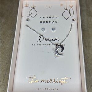 Lauren Conrad Xmas Box Set Dream To The Moon And Back Silver Necklace Earring